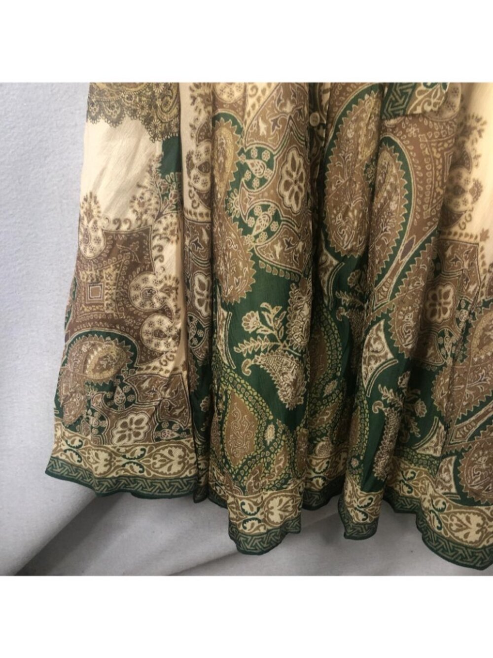 VICI Dress Womens S Green Paisley Shirt Belted Fit Flare Midi Boho Statement - Picture 13 of 16